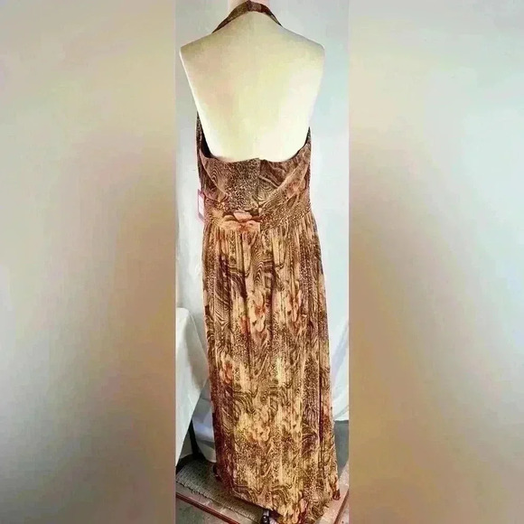 NWT Vince Camuto Size 12 Brown Halter Vacation/Date Night Dress W/23" Necklace - Picture 5 of 13